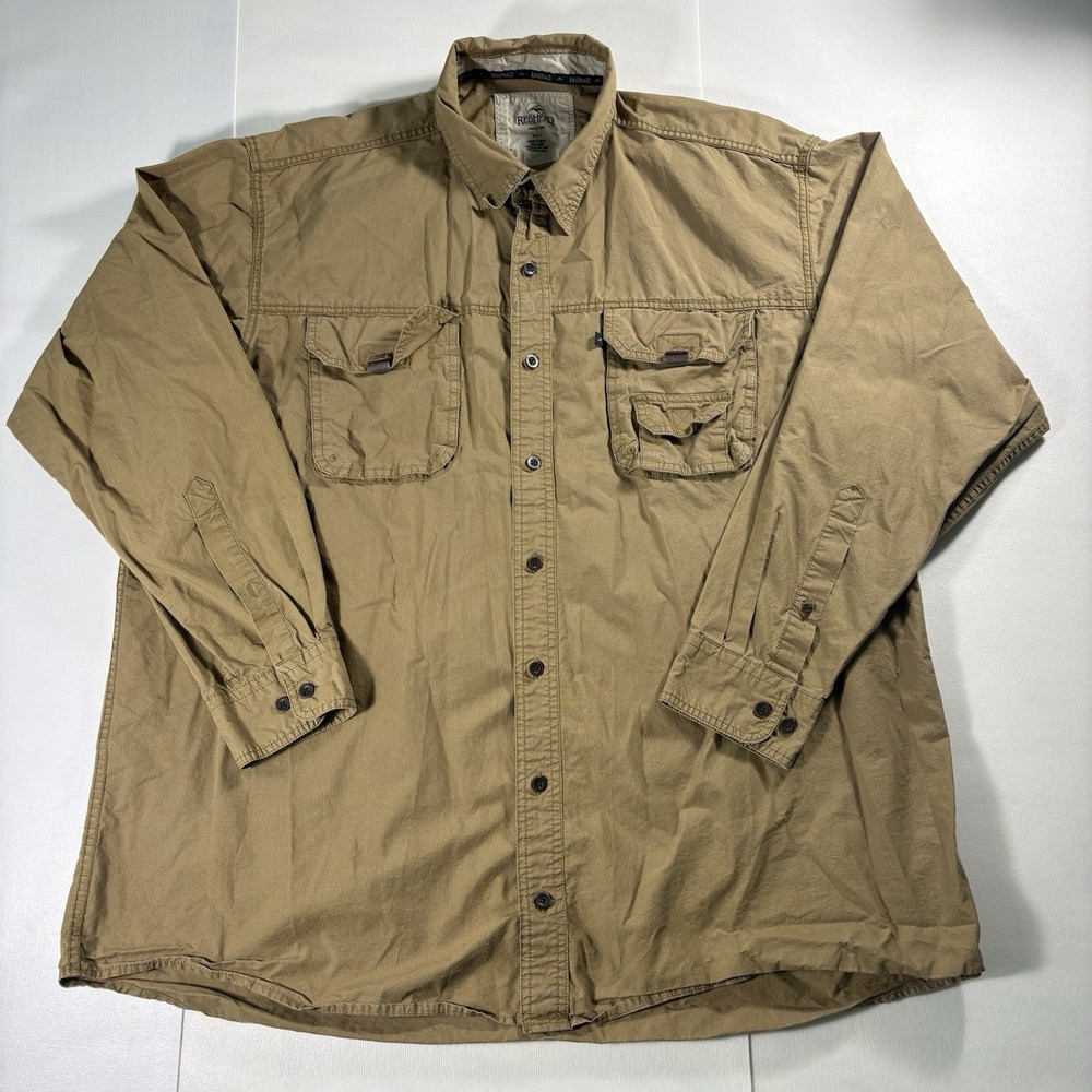 RedHead Mens 2XLT Khaki Utility Fishing Shirt Big Tall Outdoor Hunting Workwear